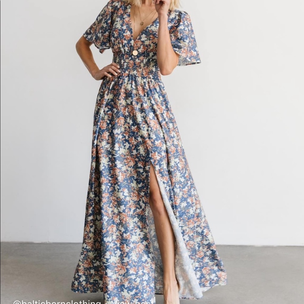 Baltic Born Verona Smocked Maxi Dress - Blue Floral